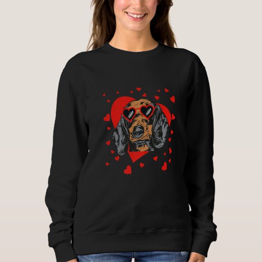 Dachshund Face Heart Glasses Valentines Day Pet Do Sweatshirt (Vorderseite)