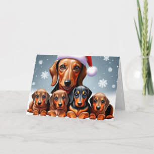 Dachshund-Familien-Weihnachtsgrußkarte Karte