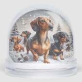 DACHSHUND FAMILY SNOW GLOBE SCHNEEKUGELN (Vorderseite)