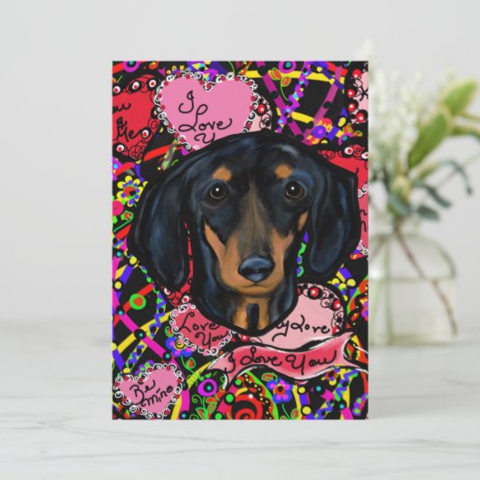 DACHSHUND FEIERTAGSKARTE (Stehend Vorderseite)