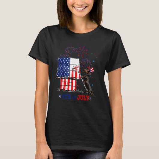 Dachshund Fireworks American Flag Independence Day T-Shirt (Vorderseite)