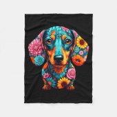 Dachshund Flower Funny Dog Fleecedecke (Vorderseite)