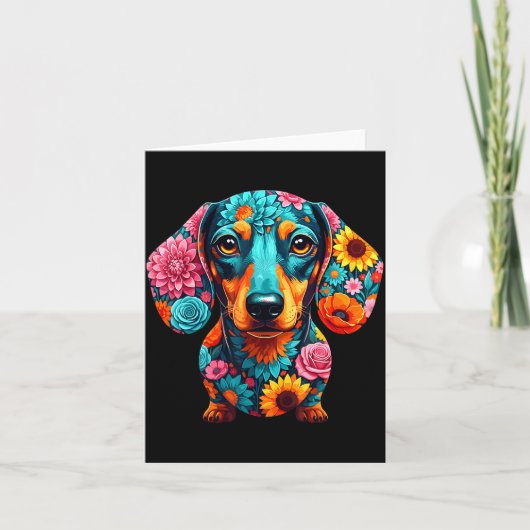 Dachshund Flower Funny Dog Karte (Vorderseite)
