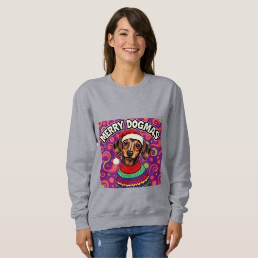 Dachshund Frohe Dogmen Sweatshirt (Vorne ganz)