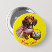 Dachshund Frohe Ostern Knopf Button (Vorne & Hinten)