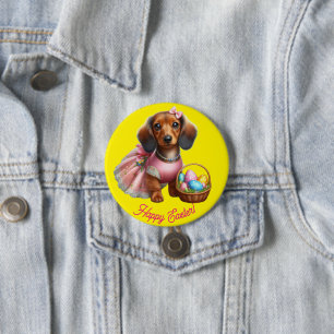Dachshund Frohe Ostern Knopf Button