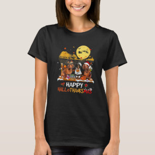 Dachshund Frohes Hallothanksmas Halloween Erntedan T-Shirt