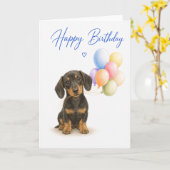 Dachshund Geburtstag Karte (Gelbe Blume)