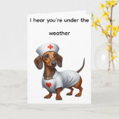 Dachshund Get Well Karte (Gelbe Blume)