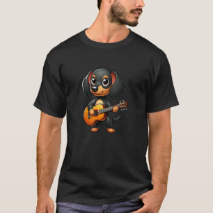 Dachshund Gitarre Hund Lustige Musik T-Shirt