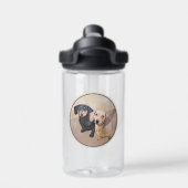 Dachshund (Glatt) Malerei - Originale Hundekunst Trinkflasche (Rückseite)