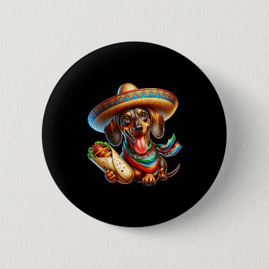 Dachshund glücklich cinco de mayo Dachshund Button (Vorderseite)