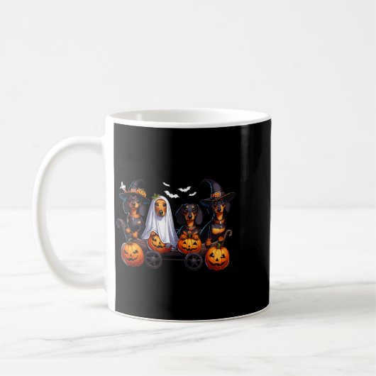 Dachshund Glücklicher Halloweiner Lustiger Hallowe Kaffeetasse (Links)