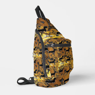 Dachshund Gold Crossbody Bag