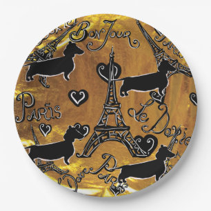 Dachshund Gold Pappteller