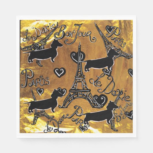 Dachshund Gold Serviette (Vorderseite)