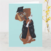 Dachshund Graduate Karte (Gelbe Blume)