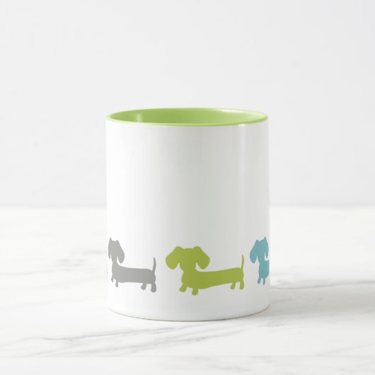 Dachshund Green Blue Coffee Mug Tasse (Zentrum)