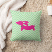 Dachshund + Grüner Chevron Kissen (Decke)