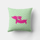 Dachshund + Grüner Chevron Kissen (Rückseite)
