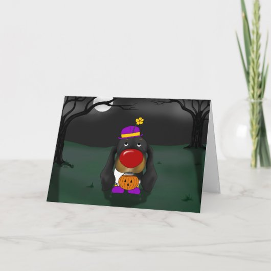 Dachshund Halloween Clown Karte (Vorderseite)