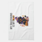 Dachshund Halloween Costume  My Dachshund is My Bo Geschirrtuch (Vertikal)