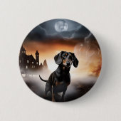 Dachshund Halloween Gruselig Button (Vorderseite)