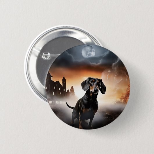 Dachshund Halloween Gruselig Button (Vorne & Hinten)