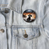 Dachshund Halloween Gruselig Button (Beispiel)