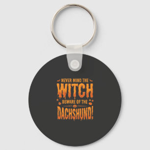 Dachshund Halloween Hexenwarnung Typografie Vecto Schlüsselanhänger