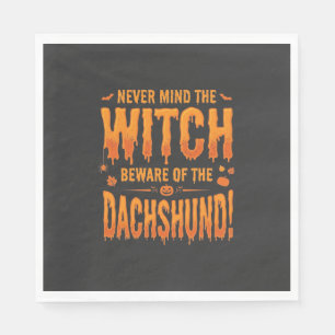 Dachshund Halloween Hexenwarnung Typografie Vecto Serviette