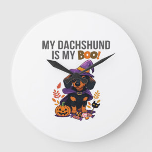 Dachshund Halloween-Kostüm Mein Dachshund ist mei Große Wanduhr