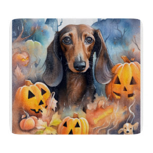 Dachshund Halloween mit Kürbissen Gruselig Schneidebrett