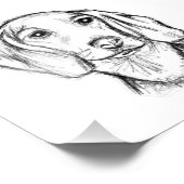 dachshund hand drawn sketch black white puppy dog  fotodruck (Ecke)