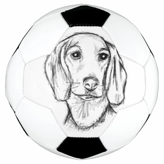 dachshund hand drawn sketch black white puppy dog  fußball (Vorderseite)