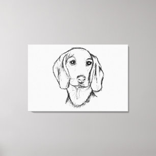 Dachshund handgezeichnete Skizze schwarz weiß Welp Leinwanddruck