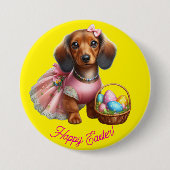 Dachshund Happy Easter Button (Vorderseite)