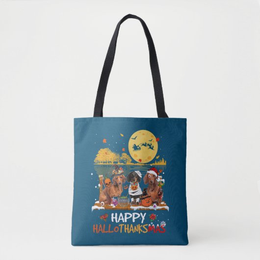 Dachshund Happy Hallothanksmas Halloween Thanksgiv Tasche (Vorderseite)