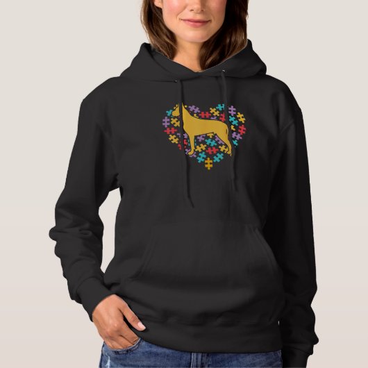 Dachshund Heart Puzzle Piece Autism Awareness Mont Hoodie (Vorderseite)