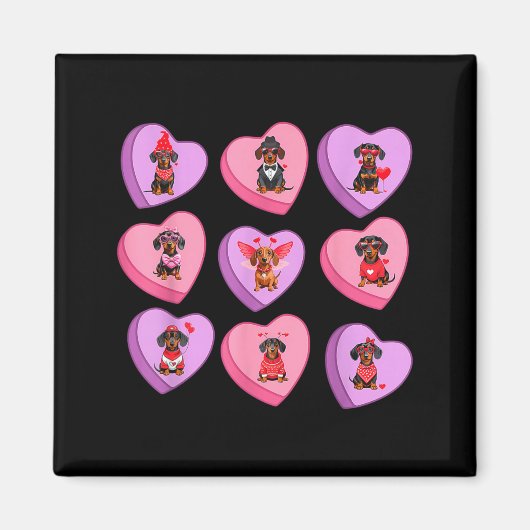 Dachshund Hearts Candy Valentines Weiner Dog Pet L Magnet (Vorne)