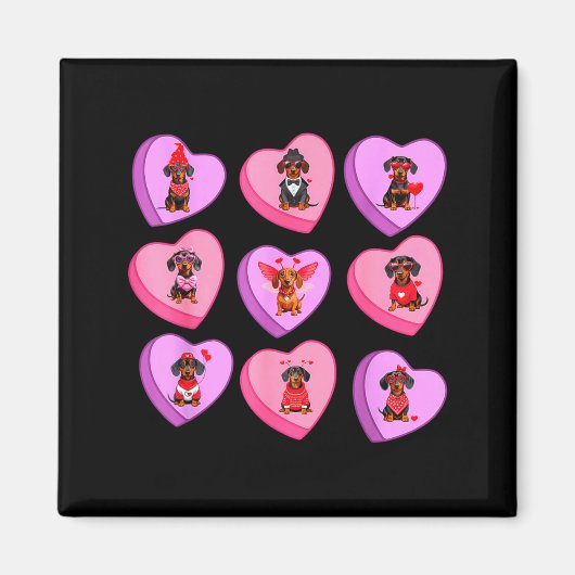 Dachshund Hearts Candy Valentines Weiner Dog Pet L Magnet (Vorne)