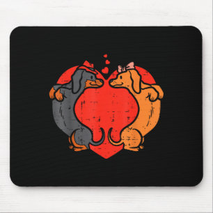 Dachshund Herz Süße Valentinstag Haustier Hund Lie Mousepad