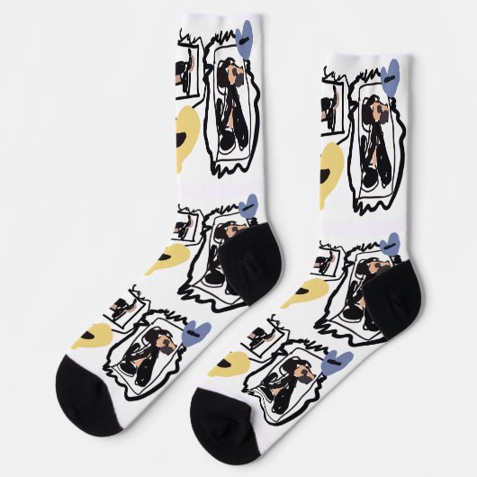 Dachshund-Herzen Socken (Linkes Detail)