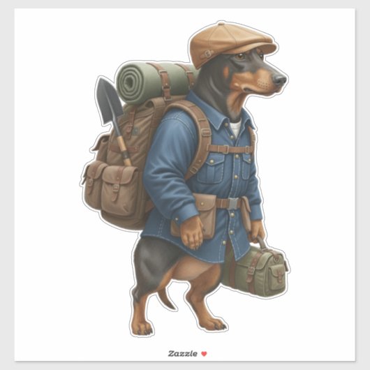 Dachshund Hiker  Aufkleber (Blatt)