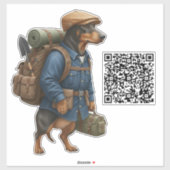 Dachshund Hiker + QR Code Aufkleber (Blatt)