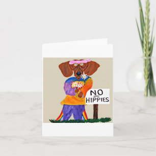 Dachshund-Hippie an Schild Ohne Hippies Einladung