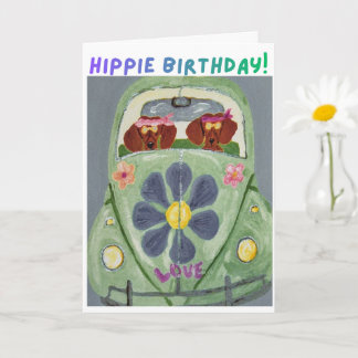 Dachshund Hippie Birthday  Karte