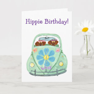 Dachshund-Hippie-Geburtstag Karte