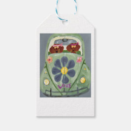 Dachshund-Hippies in ihrem Blumenliebesauto Geschenkanhänger