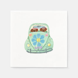 Dachshund-Hippies in ihrem Blumenliebesauto Serviette